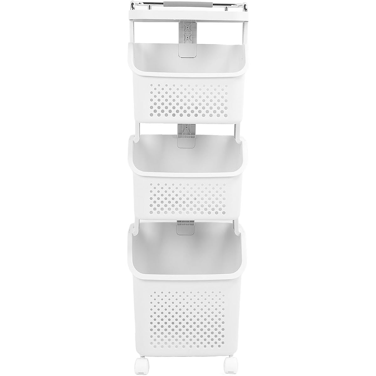 White Three-Tier Rolling Laundry Organizer