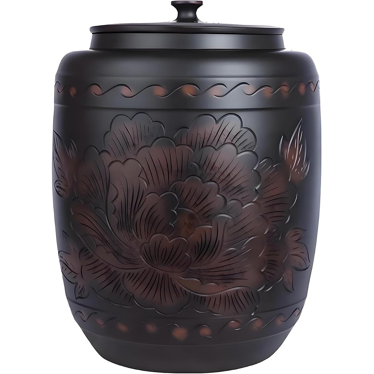 Black Ceramic Storage Jar with Matching Lid